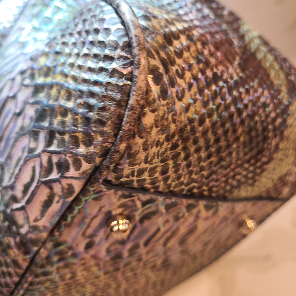 Brahmin Marianna Moonstone Seville Iridescent Snake Print Shoulder Bag Tote - Picture 16 of 16